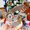 Set Đồng Hồ Nữ Hanboro Automatic Dây Cao Su Xám Grey Vỏ Vàng Hồng Size 36mm Viền Đá Tặng Kèm Vòng Tay
