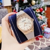 Set Đồng Hồ Nữ Hanboro Automatic Dây Cao Su Xám Grey Vỏ Vàng Hồng Size 36mm Viền Đá Tặng Kèm Vòng Tay