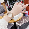 Set Đồng Hồ Nữ Hanboro Automatic Dây Cao Su Xám Grey Vỏ Vàng Hồng Size 36mm Viền Đá Tặng Kèm Vòng Tay