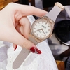 Set Đồng Hồ Nữ Hanboro Automatic Dây Cao Su Xám Grey Vỏ Vàng Hồng Size 36mm Viền Đá Tặng Kèm Vòng Tay