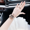 Set Đồng Hồ Nữ Hanboro by Huboler Quartz Dây Cao Su Trắng Mặt Vuông Size 36mm