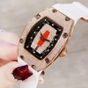 Set Đồng Hồ Nữ Hanboro Dây Cao Su Trắng Chính Hãng Đính Đá Rose Gold Size 31x44mm Quartz Tặng Kèm Bộ Dây Cao Su Đỏ