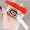 Set Đồng Hồ Nữ Hanboro Dây Cao Su Trắng Chính Hãng Đính Đá Rose Gold Size 31x44mm Quartz Tặng Kèm Bộ Dây Cao Su Đỏ