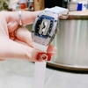 Set Đồng Hồ Nữ Hanboro Dây Cao Su Trắng Chính Hãng Đính Đá Silver Size 31x44mm Quartz