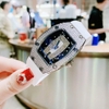 Set Đồng Hồ Nữ Hanboro Dây Cao Su Trắng Chính Hãng Đính Đá Silver Size 31x44mm Quartz