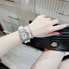 Set Đồng Hồ Nữ Hanboro Dây Cao Su Trắng Chính Hãng Đính Đá Silver Size 31x44mm Quartz Tặng Kèm Lắc Tay