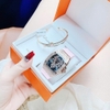 Set Đồng Hồ Nữ Hanboro Mặt Nhện Dây Cao Su Hồng Chính Hãng Đính Đá Rose Gold Size 31x44mm Quartz Tặng Kèm Lắc Tay