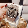 Set Đồng Hồ Nữ Hanboro Mặt Nhện Dây Cao Su Trắng Chính Hãng Đính Đá Rose Gold Size 31x44mm Quartz Tặng Kèm Bộ Dây Cao Su Đen