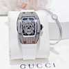 Set Đồng Hồ Nữ Hanboro Mặt Nhện Dây Cao Su Trắng Chính Hãng Đính Đá Silver Size 31x44mm Quartz Tặng Kèm Lắc Tay