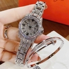 Set Đồng Hồ Nữ Jimi Jimi Đính Đá Bạc Size 32mm Quartz JM 86001 Tặng Kèm Vòng Tay