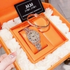 Set Đồng Hồ Nữ Jimi Jimi Đính Đá Vàng Hồng Size 32mm Quartz JM 86001 Tặng Kèm Vòng Tay