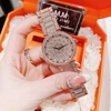 Set Đồng Hồ Nữ Jimi Jimi Mặt Hoa Xoay Đính Đá Vàng Hồng Sang Trọng Size 35mm JM 86003 Tặng Kèm Vòng Tay