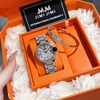 Set Đồng Hồ Nữ Jimi Jimi Mặt Số La Mã Dây Kim Loại Đính Đá Silver Size 36mm Máy Pin JM 86002 Tặng Kèm Vòng Tay