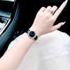 Set Đồng Hồ Nữ Roberto Era Chính Hãng Dây Da Đen Viền Đá Silver Size 33mm RE1802 Tặng Kèm Dây Chuyền
