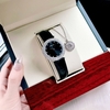 Set Đồng Hồ Nữ Roberto Era Chính Hãng Dây Da Đen Viền Đá Silver Size 33mm RE1802 Tặng Kèm Dây Chuyền