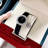 Set Đồng Hồ Nữ Roberto Era Chính Hãng Dây Da Đen Viền Đá Silver Size 33mm RE1802 Tặng Kèm Dây Chuyền