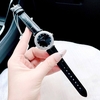 Set Đồng Hồ Nữ Roberto Era Chính Hãng Dây Da Đen Viền Đá Silver Size 33mm RE1802 Tặng Kèm Dây Chuyền