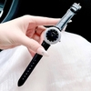 Set Đồng Hồ Nữ Roberto Era Chính Hãng Dây Da Đen Viền Đá Silver Size 33mm RE1802 Tặng Kèm Dây Chuyền