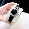 Set Đồng Hồ Nữ Roberto Era Chính Hãng Dây Da Đen Viền Đá Silver Size 33mm RE1802 Tặng Kèm Dây Chuyền