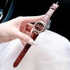 Set Đồng Hồ Nữ Roberto Era Chính Hãng Dây Da Nâu Mặt Nâu Vỏ Rose Size 20x30mm RE1501A Tặng Kèm Phụ Kiện