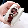 Set Đồng Hồ Nữ Roberto Era Chính Hãng Dây Da Nâu Mặt Nâu Vỏ Rose Size 20x30mm RE1501A Tặng Kèm Phụ Kiện