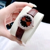 Set Đồng Hồ Nữ Roberto Era Chính Hãng Dây Da Nâu Viền Đá Rose Size 33mm RE1800 Tặng Kèm Dây Chuyền