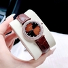 Set Đồng Hồ Nữ Roberto Era Chính Hãng Dây Da Nâu Viền Đá Rose Size 33mm RE1800 Tặng Kèm Dây Chuyền