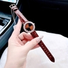 Set Đồng Hồ Nữ Roberto Era Chính Hãng Dây Da Nâu Viền Đá Rose Size 33mm RE1800 Tặng Kèm Dây Chuyền