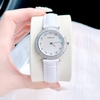 Set Đồng Hồ Nữ Roberto Era Chính Hãng Dây Da Trắng Mặt Xà Cừ Viền Đá Silver Size 33mm RE1803 Tặng Kèm Dây Chuyền