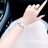 Set Đồng Hồ Nữ Roberto Era Chính Hãng Dây Da Trắng Mặt Xà Cừ Viền Đá Silver Size 33mm RE1803 Tặng Kèm Dây Chuyền