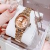 Set Đồng Hồ Nữ Roberto Era Chính Hãng Dây Thép Vàng Hồng Size 28mm Viền Đính Đá RE1203A Tặng Kèm Vòng Tay