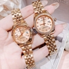 Set Đồng Hồ Nữ Roberto Era Chính Hãng Dây Thép Vàng Hồng Size 28mm Viền Đính Đá RE1203A Tặng Kèm Vòng Tay
