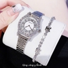 Set Đồng Hồ Nữ Roberto Era Dây Da Đen Đính Đá Silver Size 32mm RE8344 Tặng Kèm Bộ Dây Kim Loại Và Vòng Tay
