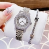 Set Đồng Hồ Nữ Roberto Era Dây Da Đen Đính Đá Silver Size 32mm RE8344 Tặng Kèm Bộ Dây Kim Loại Và Vòng Tay