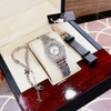 Set Đồng Hồ Nữ Roberto Era Dây Da Đen Đính Đá Silver Size 32mm RE8344 Tặng Kèm Bộ Dây Kim Loại Và Vòng Tay