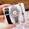Set Đồng Hồ Nữ Roberto Era Dây Da Đen Đính Đá Silver Size 32mm RE8344 Tặng Kèm Bộ Dây Kim Loại Và Vòng Tay