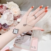 Set Đồng Hồ Nữ Roberto Era Dây Da Hồng Mặt Cỏ 4 Lá Xà Cừ Trắng Viền Đá Size 28mm ER260 Chính Hãng Tặng Kèm Lắc Tay