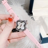 Set Đồng Hồ Nữ Roberto Era Dây Da Hồng Mặt Cỏ 4 Lá Xà Cừ Trắng Viền Đá Size 28mm ER260 Chính Hãng Tặng Kèm Lắc Tay