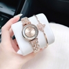 Set Đồng Hồ Nữ Roberto Era Dây Da Hồng Vỏ Vàng Hồng Đá Chảy Size 32mm