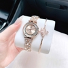 Set Đồng Hồ Nữ Roberto Era Dây Da Hồng Vỏ Vàng Hồng Đá Chảy Size 32mm