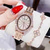 Set Đồng Hồ Nữ Roberto Era Dây Da Lụa Đen Mặt Oval Họa Tiết 12 Cánh Hoa Size 33mm Viền Đá Rose RE2204 Tặng Kèm Bộ Dây Kim Loại và Lắc Tay