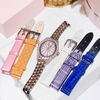 Set Đồng Hồ Nữ Roberto Era Dây Da Lụa Hồng Mặt Oval Họa Tiết 12 Cánh Hoa Size 33mm Viền Đá Rose RE2208 Tặng Kèm Bộ Dây Kim Loại Và 4 Bộ Dây Da