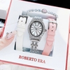 Set Đồng Hồ Nữ Roberto Era Dây Da Lụa Trắng Mặt Oval Họa Tiết 12 Cánh Hoa Size 33mm Viền Đá Silver RE2201 Tặng Kèm 1 Dây Kim Loại 1 Dây Da Và Vòng Tay