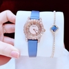 Set Đồng Hồ Nữ Roberto Era Dây Da Xanh Đính Đá Rose Size 32mm RE8349 Tặng Kèm Bộ Dây Kim Loại Và Vòng Tay