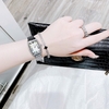 Set Đồng Hồ Nữ Roberto Era Dây Kim Loại Silver Mặt Chữ Nhật Viền Đá Size 25x35mm RE2860 Tặng Kèm Vòng Tay