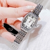 Set Đồng Hồ Nữ Roberto Era Dây Kim Loại Silver Mặt Chữ Nhật Viền Đá Size 25x35mm RE2860 Tặng Kèm Vòng Tay