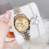 Set Đồng Hồ Nữ Roberto Era Dây Thép Demi Vàng Gold Mặt Vàng Niềng Khía Size 28mm RE1202 Tặng Kèm Vòng Tay