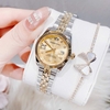 Set Đồng Hồ Nữ Roberto Era Dây Thép Demi Vàng Gold Mặt Vàng Niềng Khía Size 28mm RE1202 Tặng Kèm Vòng Tay