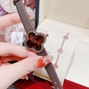 Set Đồng Hồ Nữ Roberto Era ER2600 Dây Da Nâu Mặt Cỏ 4 Lá Viền Đá Rose Size 28mm Chính Hãng Tặng Kèm Lắc Tay
