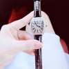Set Đồng Hồ Nữ Roberto Era RE022 Dây Da Đen Mặt Chữ Nhật Đính Đá Size 36mm Tặng Kèm Dây Kim Loại Và Vòng Tay